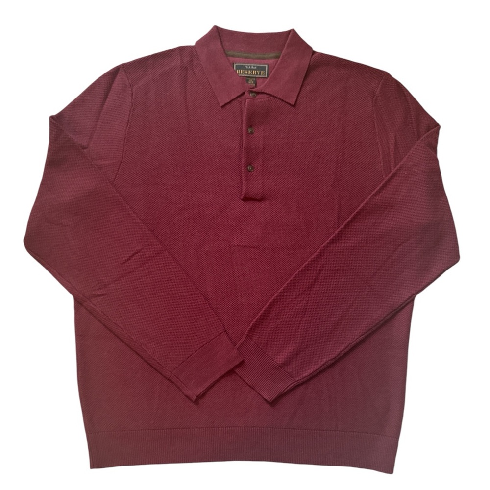 Jos A Bank Textured Long Sleeve Polo Sweater Reserved Collection